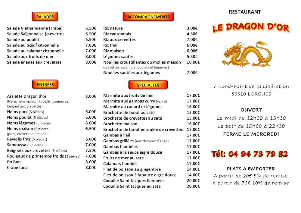 Le Dragon d'or - Menu Image 3
